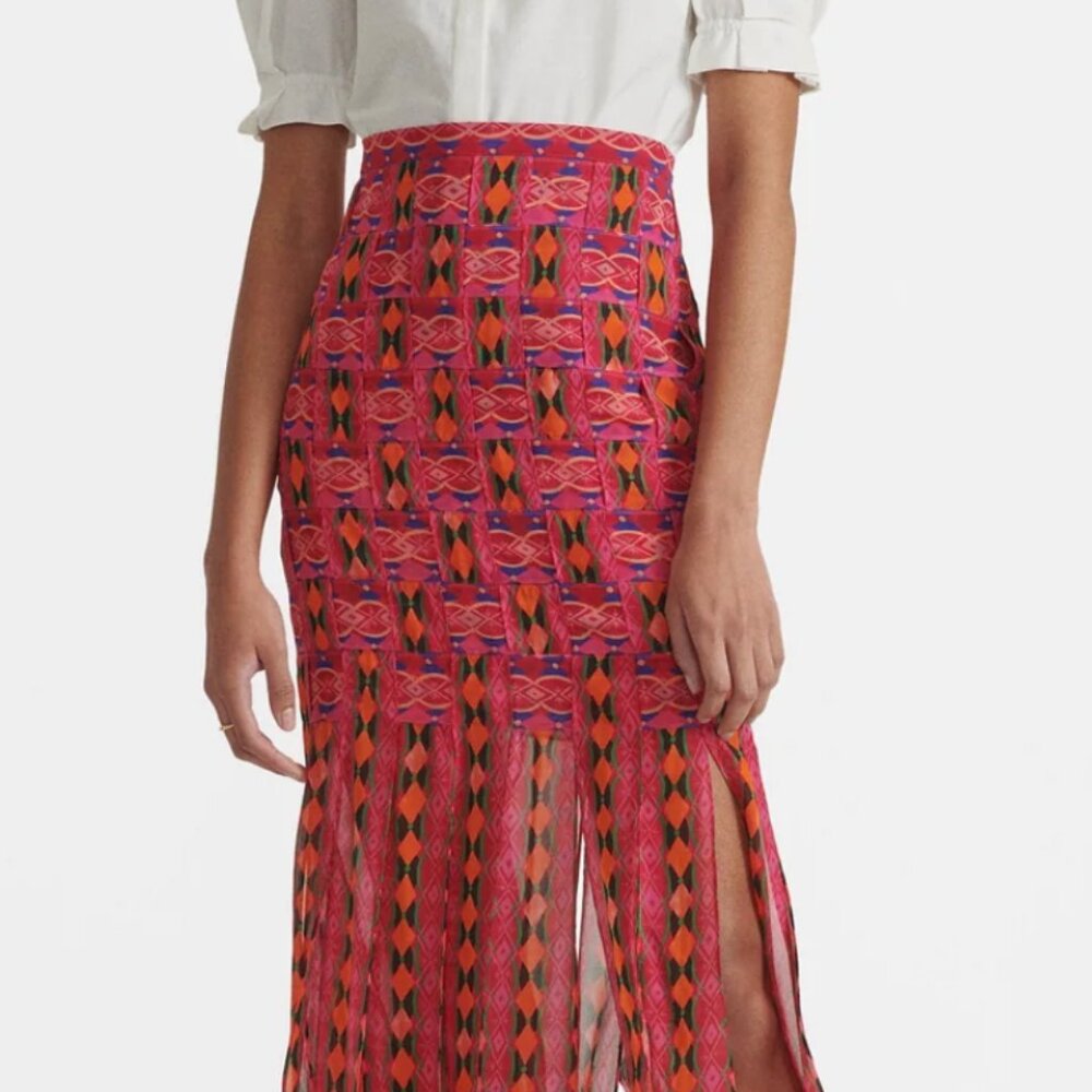 Saloni Basketweave Skirt in stripe print Sz 4